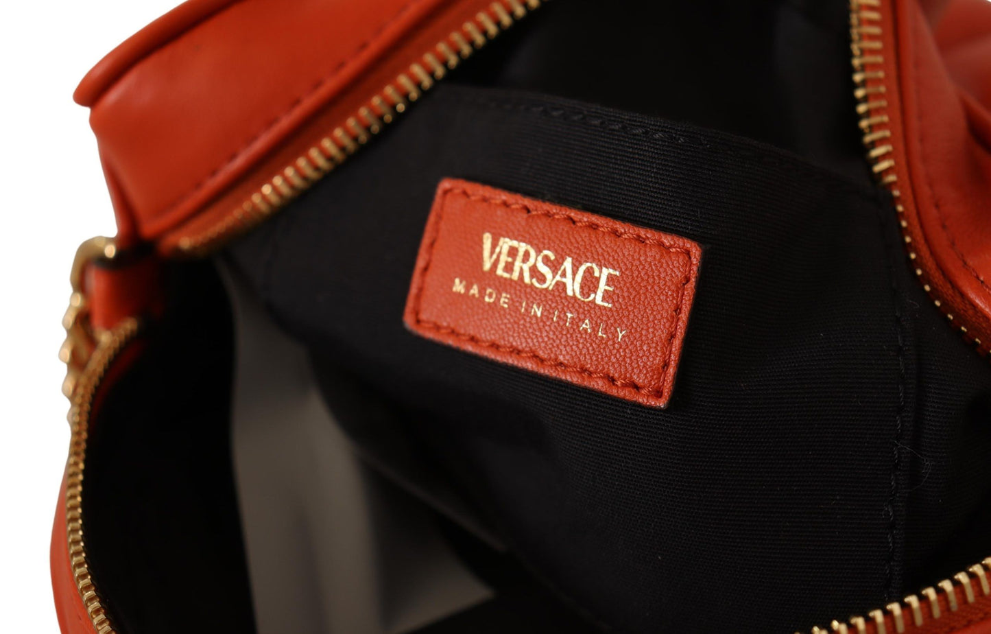 Versace punainen nappanahkainen pyöreä crossbody laukku