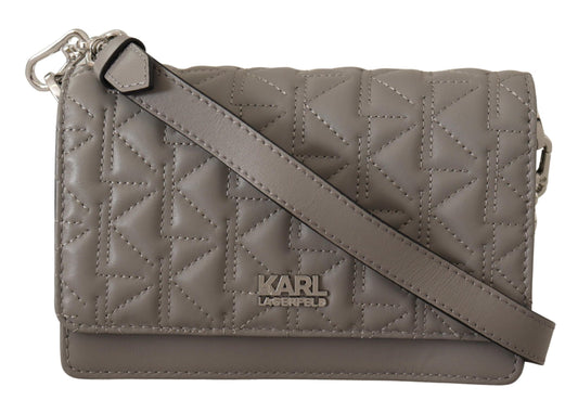 Karl Lagerfeld vaaleanharmaa nahkainen crossbody laukku