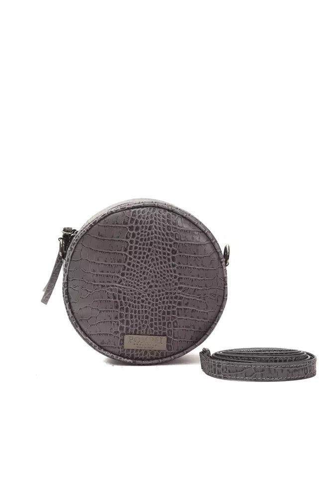 Pompei Donatella harmaa pieni ovaali nahkainen crossbody laukku