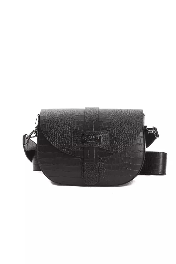 Pompei Donatella musta nahkainen crossbody laukku