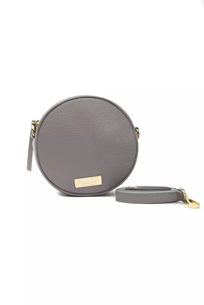 Pompei Donatella harmaa pieni ovaali nahkainen crossbody laukku