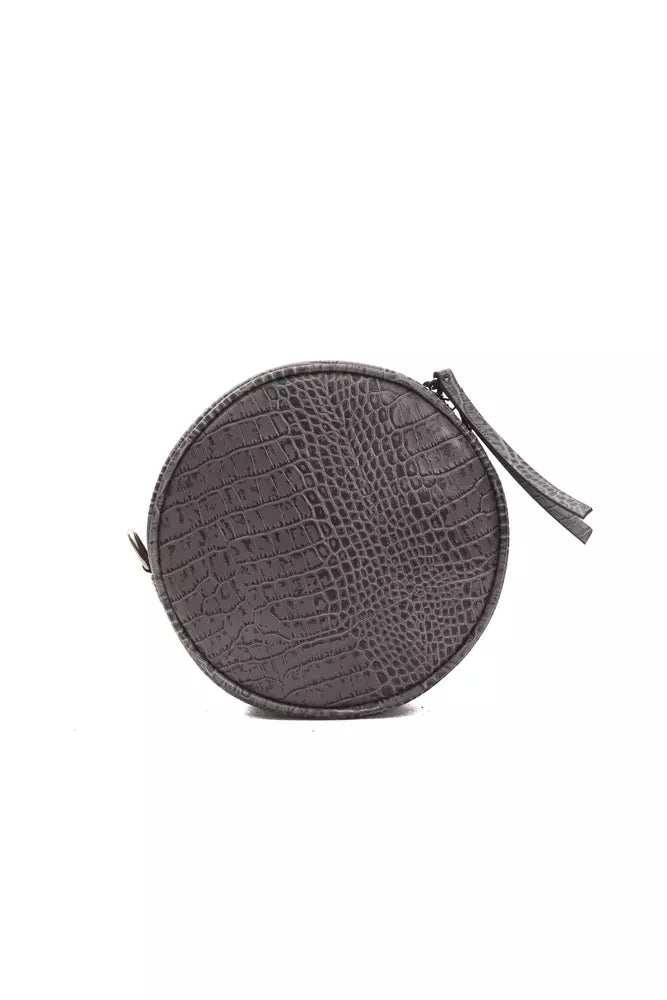 Pompei Donatella harmaa pieni ovaali nahkainen crossbody laukku