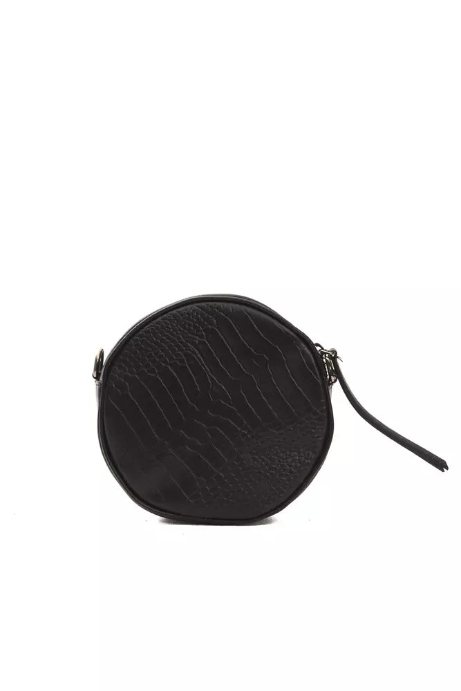 Pompei Donatella musta ovaali nahkainen crossbody laukku