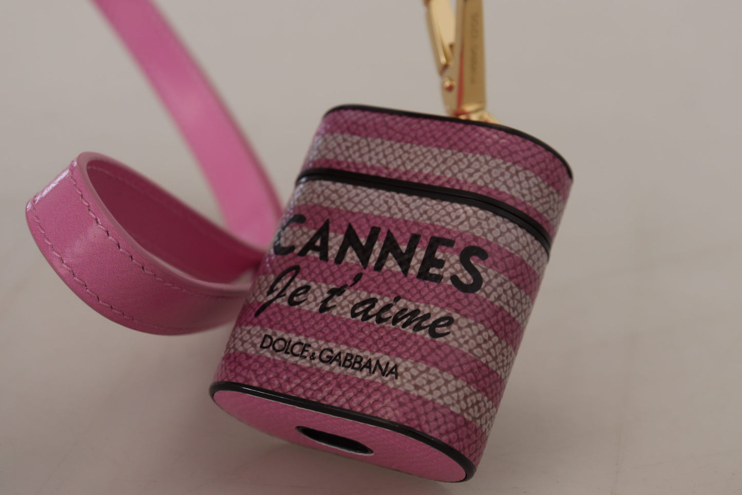 Dolce & Gabbana pinkkiraitainen nahkainen AirPod -kotelo