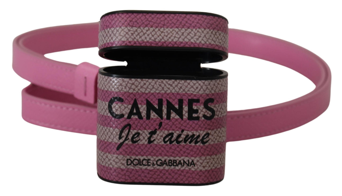 Dolce & Gabbana pinkkiraitainen nahkainen AirPod -kotelo