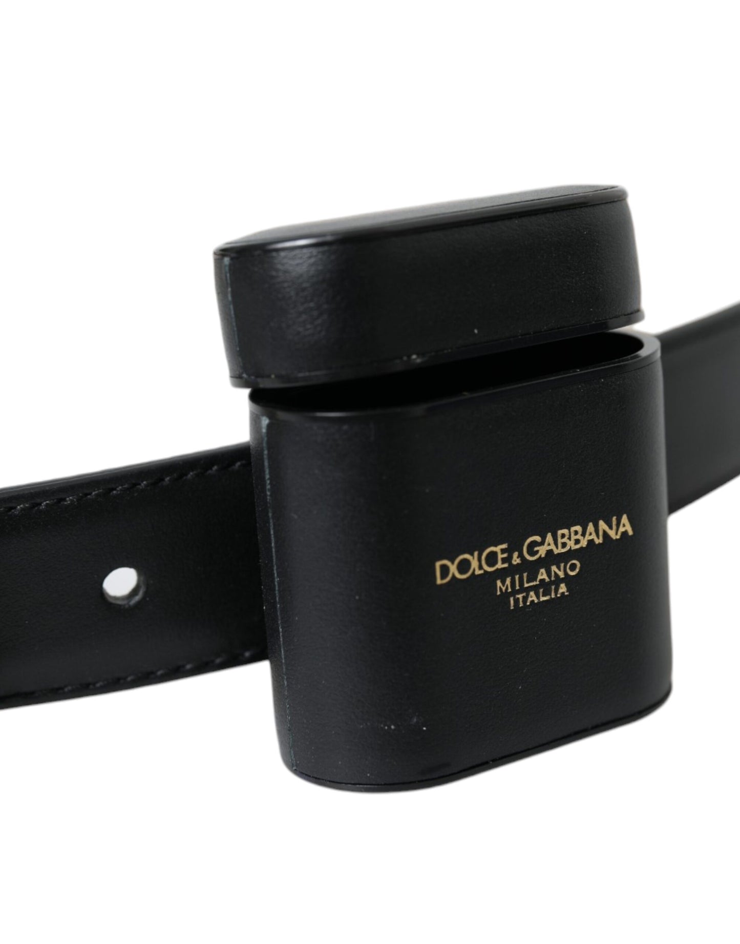 Dolce & Gabbana musta nahkavyö Airpod kotelolla