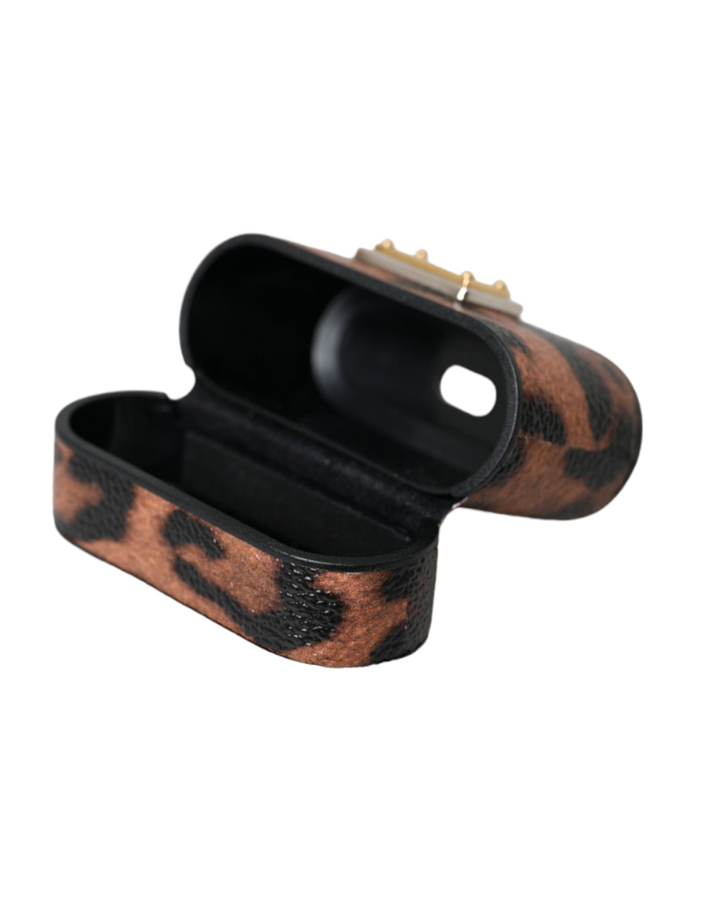 Dolce & Gabbana ruskea leopardi -kuvioitu nahkainen Airpod -kotelo