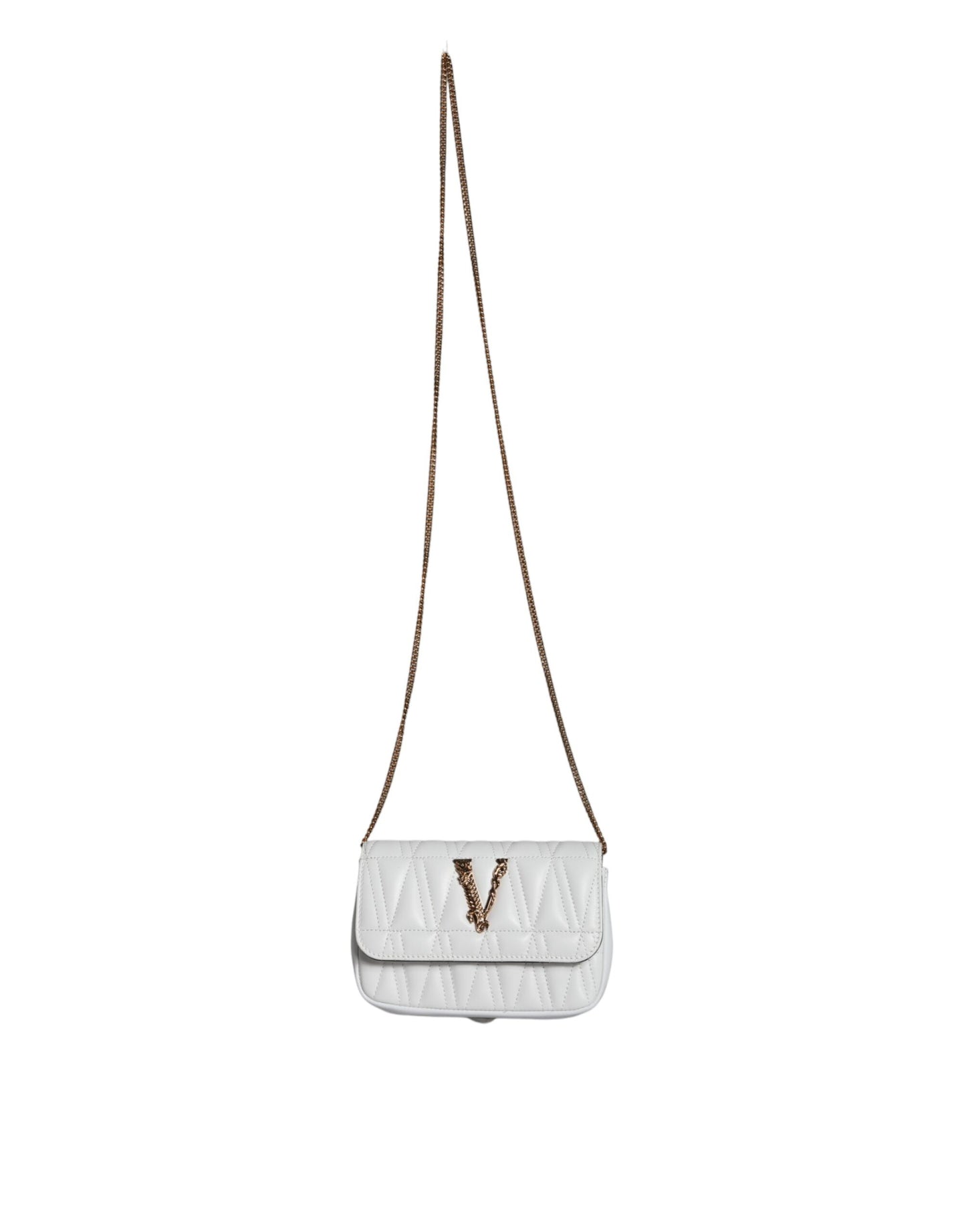 Versace valkoinen topattu nappanahkainen crossbody laukku