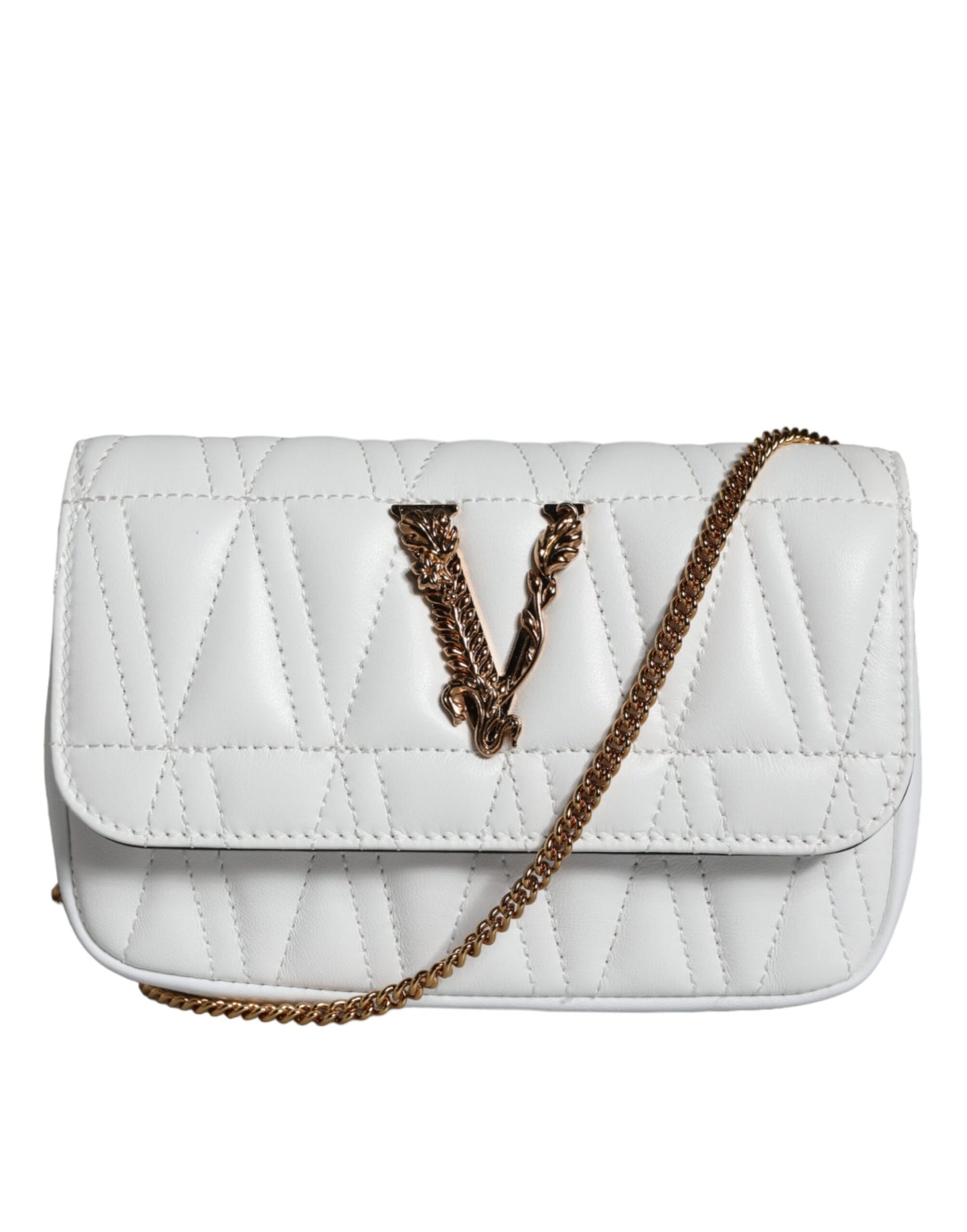 Versace valkoinen topattu nappanahkainen crossbody laukku