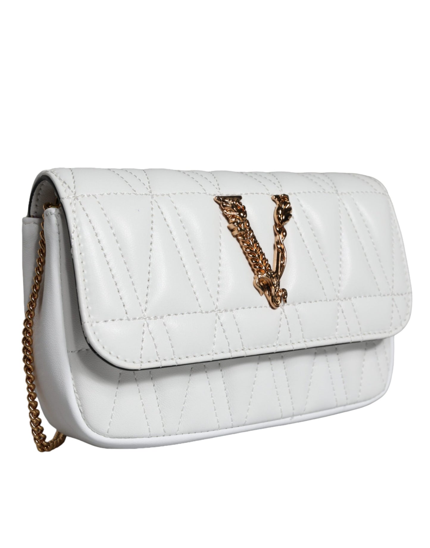 Versace valkoinen topattu nappanahkainen crossbody laukku